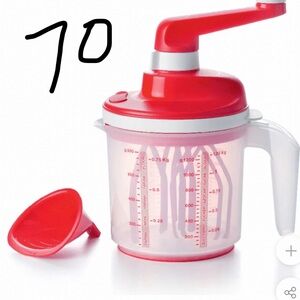 Tupperware Red and White Manual Mixer with Measuring Cup